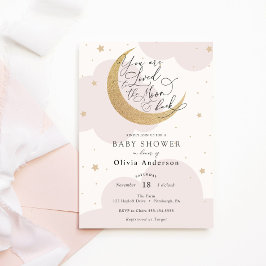 Invitación Me encantó el Baby Shower de luna y rosa negro