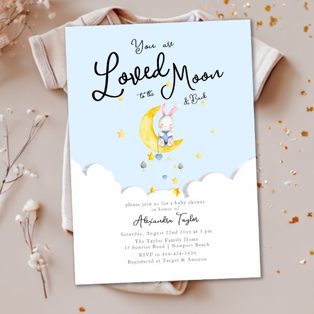 Invitación Me encantó el Baby Shower de Moon Rabbit Heart Boy (Subido por el creador)
