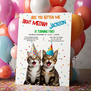 Invitación ¿Me estás comiendo bien, Meow Birday Party 2 Gatos