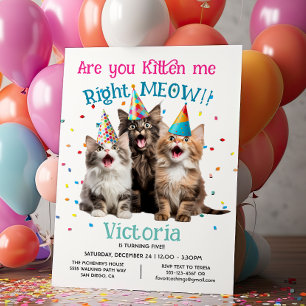 Invitación ¿Me estás comiendo bien, Meow Birday Party Cat?