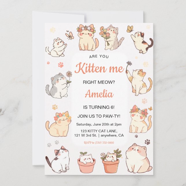 Invitación ¿Me estás comiendo Chica Kitty Cumpleaños? (Anverso)