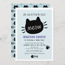 Invitación ¿Me Estás Gatillando A La Derecha Meow Blue Boy Ba