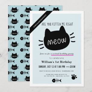 Invitación ¿Me Estás Gatillando A La Derecha Meow Blue Virtua