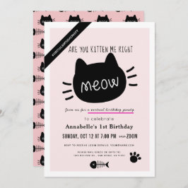 Invitación ¿Me Estás Gatillando A La Derecha Meow Pink Virtua