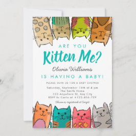Invitación ¿Me Estás Gatito? Kitty Cats Neutral Baby Shower