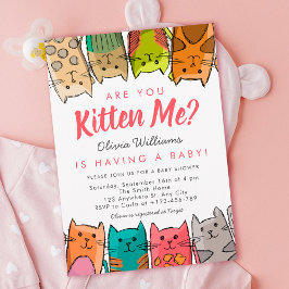 Invitación ¿Me Estás Gatito? Kitty Cats Neutral Baby Shower
