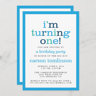 Invitación ¡Me estoy volviendo uno! Blue Modern First Birday