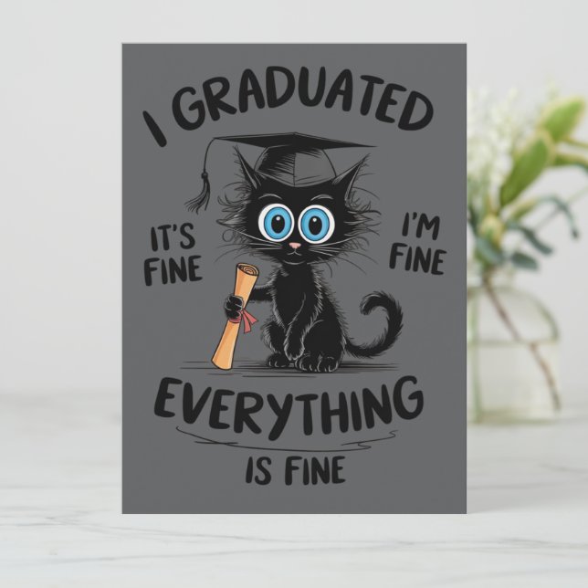 Invitación Me Gradué Está Bien Estoy Bien Todo Está Bien  (Anverso de pie)