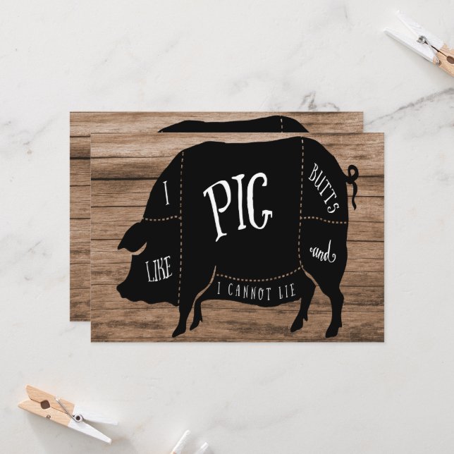 Invitación Me gusta la fiesta de cumpleaños de Pig Butts (Anverso/Reverso In Situ)