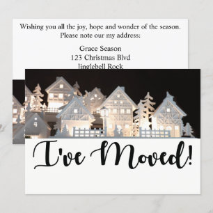 Invitación Me he mudado de casas de Navidades iluminadas