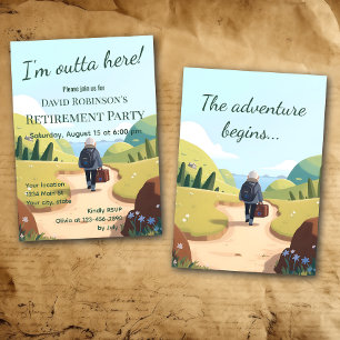 Invitación Me voy de aquí Fiesta de jubilación Retro