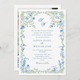 Invitación Meadow Blue Rosas franceses Boda código QR Foto