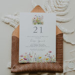 Invitación Meadow Colorful Wildflower 21 Fiesta de cumpleaños<br><div class="desc">Esta pradera colorida invitación a la fiesta de cumpleaños 21 de la flor silvestre es perfecta para un evento moderno. El diseño se compone de flores verdes,  rosas,  ruidosas,  amarillas,  violetas,  acuarelas,  multicolores.</div>