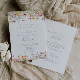 Invitación Meadow Coloroso Frente de Flor Silvestre y Boda po