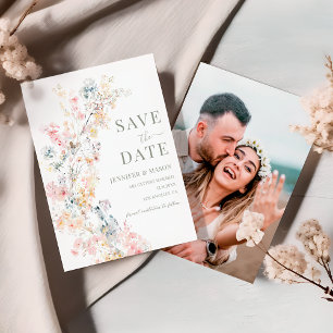 Invitación Meadow Floral Wreath Fall Save the Date Photo