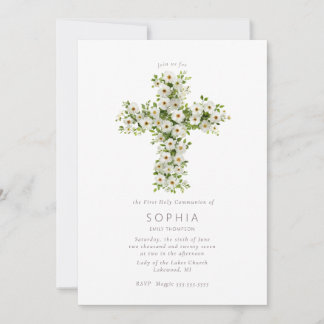 Invitación Meadow flower cross the First Holy Communion