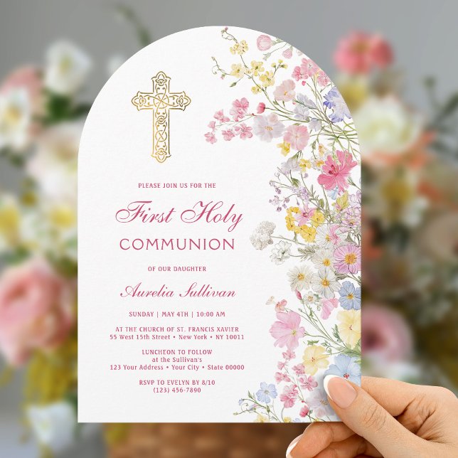 Invitación Meadow Flowers Arch First Communion Invitation (Subido por el creador)