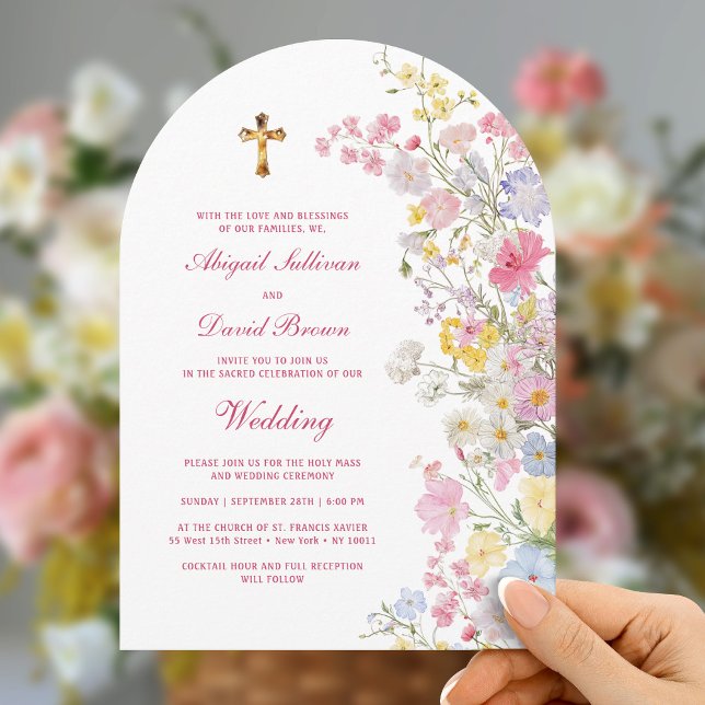 Invitación Meadow Flowers Arch Religious Wedding (Subido por el creador)