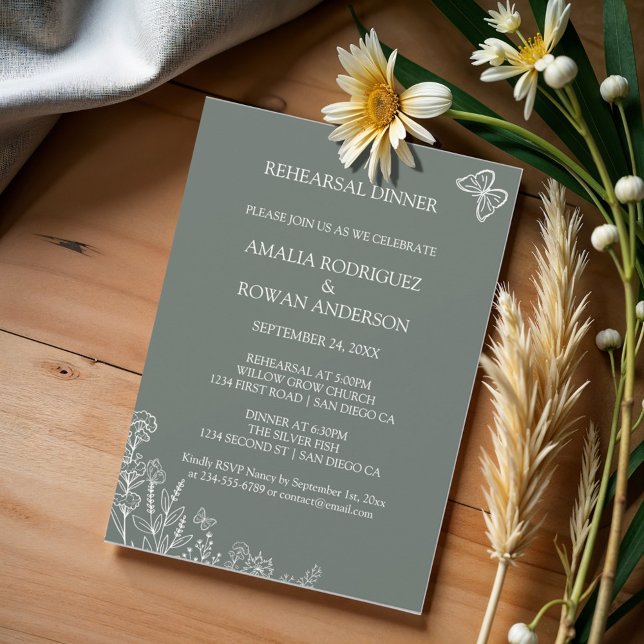 Invitación Meadow Flowers Boda Ensayo Cena (Subido por el creador)