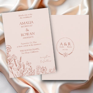 Invitación Meadow Flowers Misty Rosa Boda