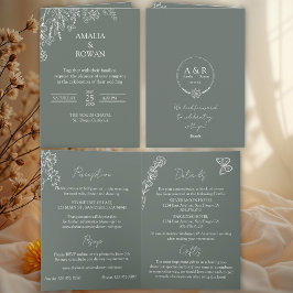 Invitación Meadow Flowers Sirocco Green All-in-one Boda