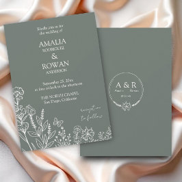 Invitación Meadow Flowers Sirocco Green Boda