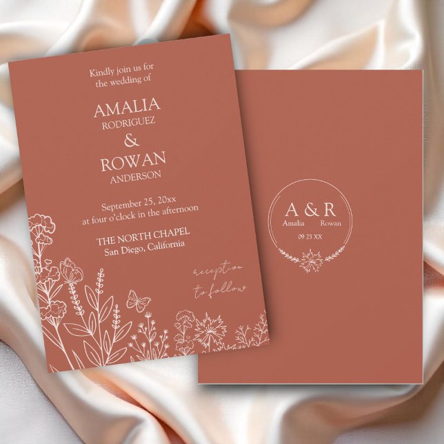 Invitación Meadow Flowers Terracotta Boda (Subido por el creador)