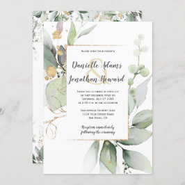 Invitación Meadow Green and Gold deja Boda geométrico Inv