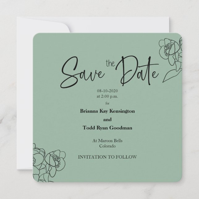 Invitación Meadow Green Casual Square Save the Date Card (Anverso)