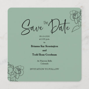 Invitación Meadow Green Casual Square Save the Date Card