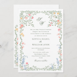Invitación Meadow Pastel Rosas franceses Boda de flores