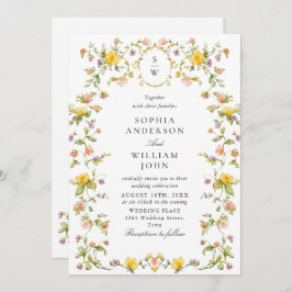 Invitación Meadow Pastel Rosas franceses Boda de flores