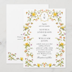 Invitación Meadow Pastel Rosas franceses Boda de flores
