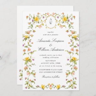 Invitación Meadow Pastel Rosas franceses Boda de flores