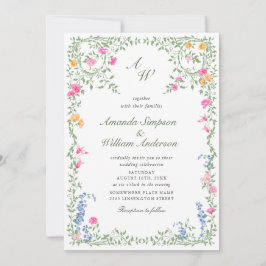 Invitación Meadow Pastel Rosas franceses Boda de flores