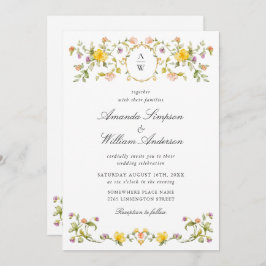 Invitación Meadow Pastel Rosas franceses Boda de flores