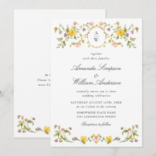 Invitación Meadow Pastel Rosas franceses Boda de flores