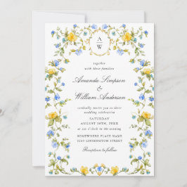 Invitación Meadow Pastel Rosas franceses Boda de flores