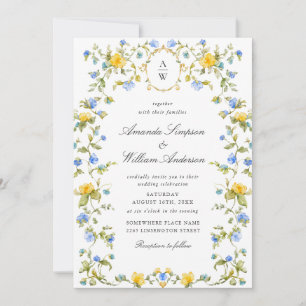 Invitación Meadow Pastel Rosas franceses Boda de flores