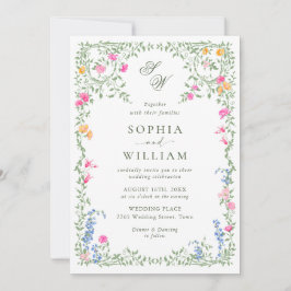 Invitación Meadow Pastel Rosas franceses Boda de flores