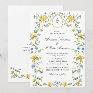 Invitación Meadow Pastel Rosas franceses Boda de flores