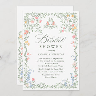 Invitación Meadow Pastel Rosas franceses Floral Bridal Shower