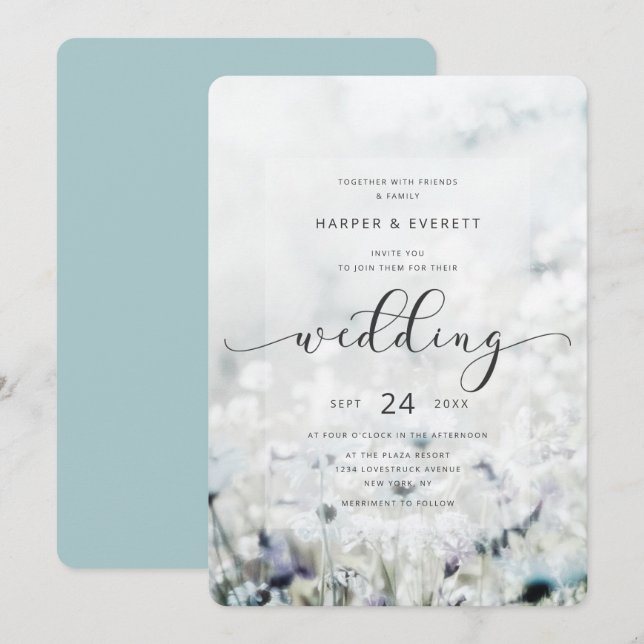 Invitación Meadow Song Fading Wildflower Boho Boda (Anverso / Reverso)