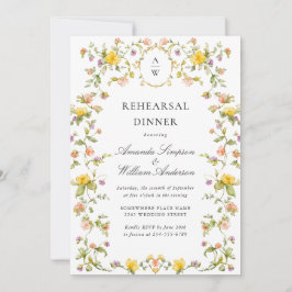 Invitación Meadow Watercolor Flores silvestres Ensayo Cena