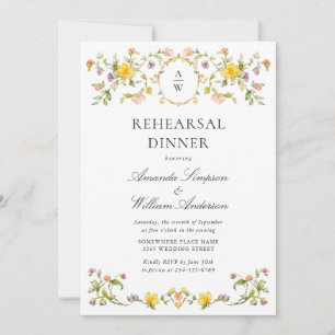 Invitación Meadow Watercolor Flores silvestres Ensayo Cena