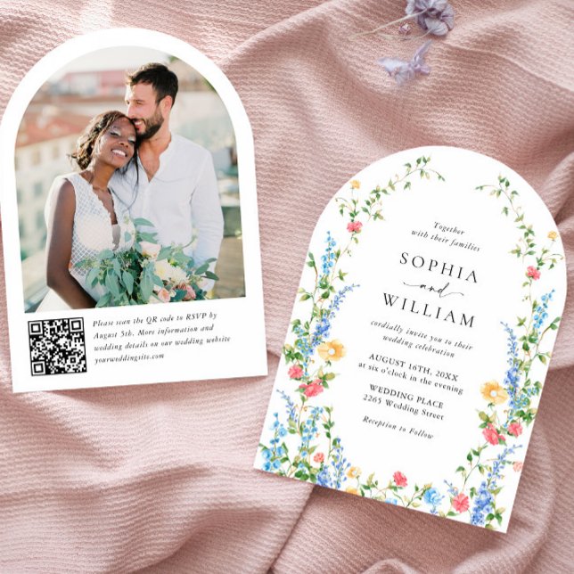 Invitación Meadow Wildflower Boda bohemio código QR Foto (Subido por el creador)