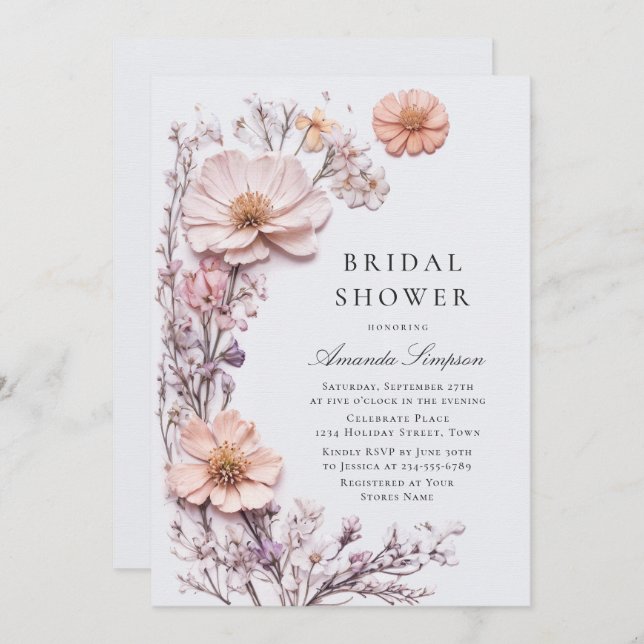 Invitación Meadow Wildflower Bohemian Bridal Shower (Anverso / Reverso)
