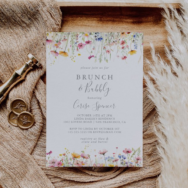 Invitación Meadow Wildflower Brunch and Bubbly Bridal Shower (Subido por el creador)