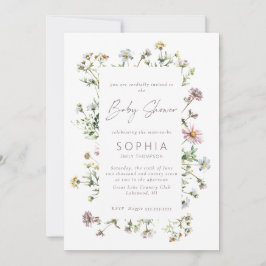 Invitación Meadow wildflower delicado Baby Shower