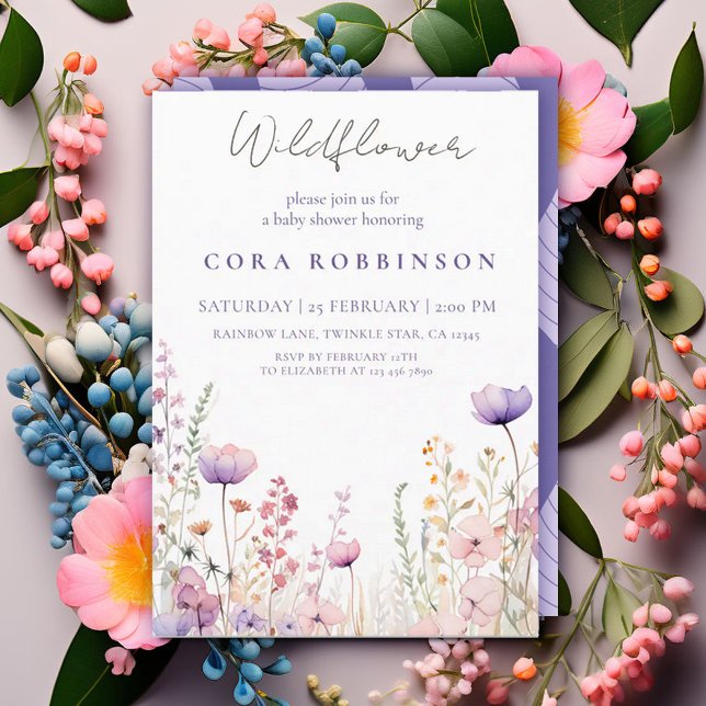 Invitación Meadow Wildflower Field Baby Shower Woodland (Subido por el creador)